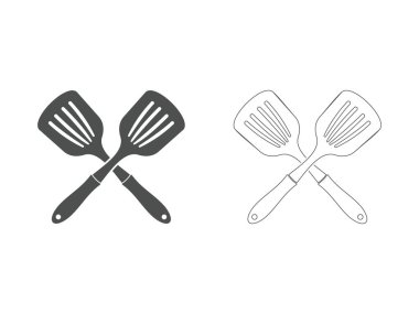 iki çapraz mutfak spatula logo tasarımı, vektör, şeffaf arkaplan izole
