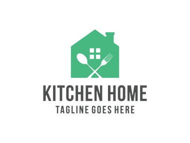 Mutfak ev tasarımı, ev, çatal ve kaşık logosu, vektör, şeffaf arka planda izole edilmiş.