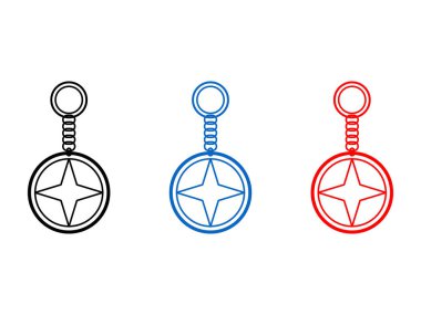 Anahtar zinciri logosu tasarımı, yıldız şekilleri vektörü, şeffaf arkaplan üzerinde izole