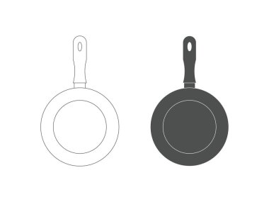 Siluet kızartma tavası dizaynı, vektör, şeffaf arkaplan izole