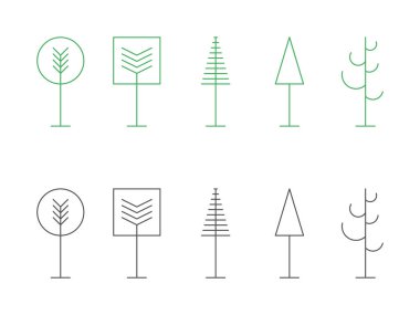 Minimum ağaç dizaynı, vektör çizimi, şeffaf arkaplan üzerinde izole