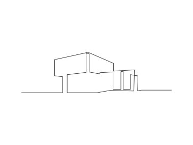 Basit bir sürekli çizgi logosu, mimari tasarım vektör çizimi, şeffaf arkaplanda izole