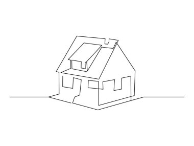 bir sürekli çizgi logosu, ev mimari tasarım vektör çizimi, şeffaf arkaplanda izole