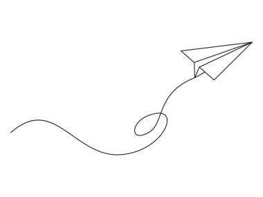 Bir adet aralıksız kağıt uçak tasarımı, vektör çizimi, şeffaf arkaplanda izole edilmiş.