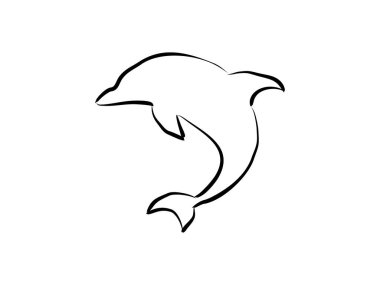 El çizimi yunus balığı sembolü tasarım vektör çizimi şeffaf arkaplanda izole