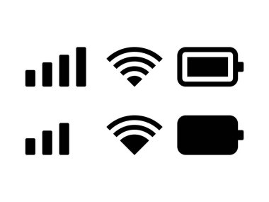 cep telefonu ağı WIFI pil tasarımı, şeffaf arkaplan üzerinde siyah sinyal vektör çizimi