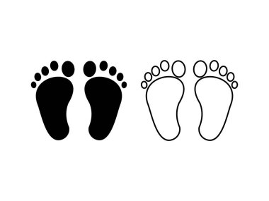 Siluet insan ayak izi sembolü tasarım vektör çizimi şeffaf arkaplanda izole