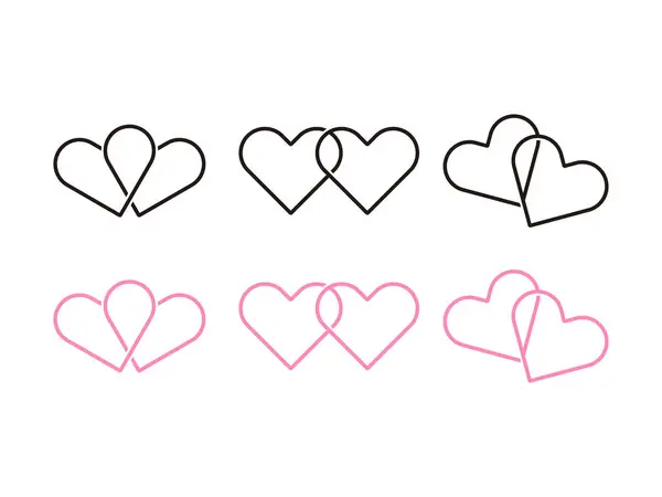 Şeffaf arkaplanda iç içe geçmiş aşk kalp doğrusal sembol tasarım vektör çizimi çizimi