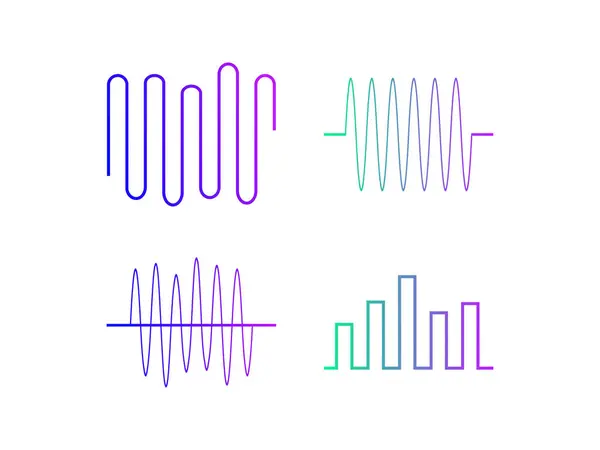 Şeffaf arkaplanda çizgi sanatı gradyanı dijital dalga sembolü tasarım vektörü çizimi