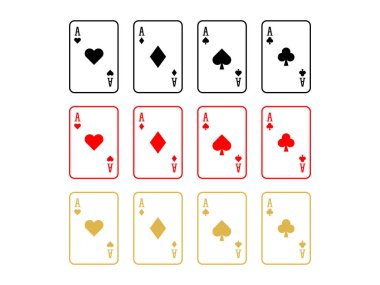 Şeffaf arkaplanda izole edilmiş düzenlenebilir kart oynatan vektör siluet sembolü tasarımı çizimi seti