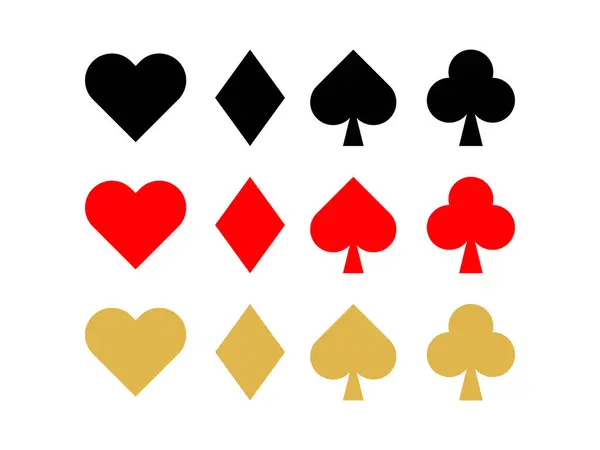 Düzenlenebilir vektör kümesi 4 oyun kartı silueti sembol tasarımı çizimi şeffaf arkaplanda izole