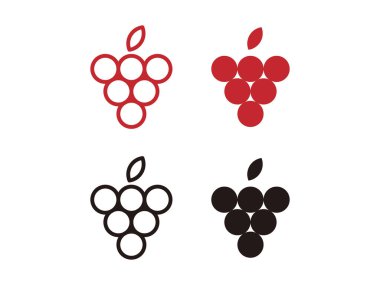 Şeffaf arkaplanda izole edilmiş düzenlenebilir vektör siluet üzüm sembolü tasarımı çizimi