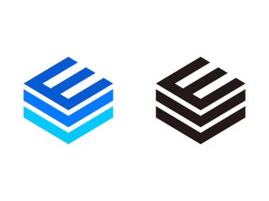 Baş harfler E logosu, yüksek teknoloji sembolü, şeffaf arkaplanda izole edilmiş.