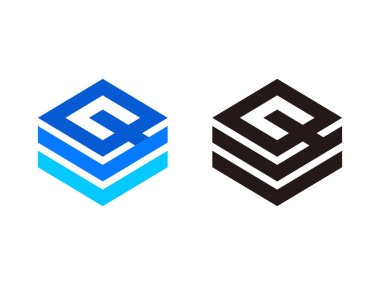 Baş harfler Q logosu, yüksek teknoloji sembolü, şeffaf arkaplanda izole edilmiş.