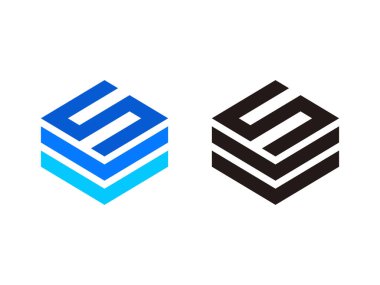 Baş harfleri S logosu, yüksek teknoloji sembolü, şeffaf arkaplanda izole edilmiş.