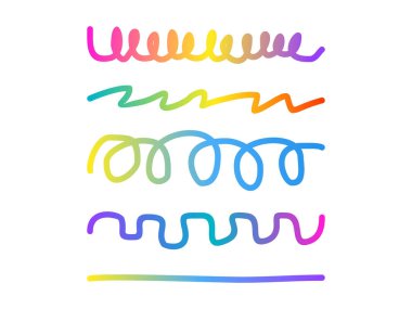 Şeffaf arkaplan üzerinde gradyan, dalgalı vektör illüstrasyonlu soyut renk çizgileri