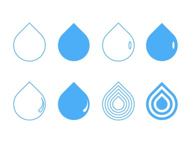 Mavi su damlası, şeffaf arkaplanda tasarım vektörü çizimi