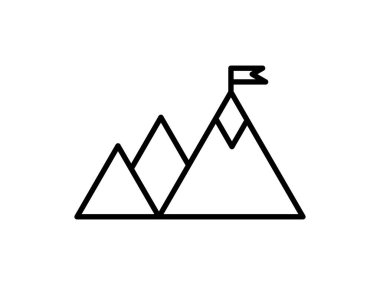 Şeffaf arkaplanda bayrak dağı tepe çizgisi tasarım vektör çizimi