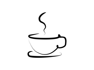 Minimalist kahve fincanı çizgisi sanat logosu. Şeffaf arkaplan üzerinde sürekli tek bir çizim vektörü çizimi.
