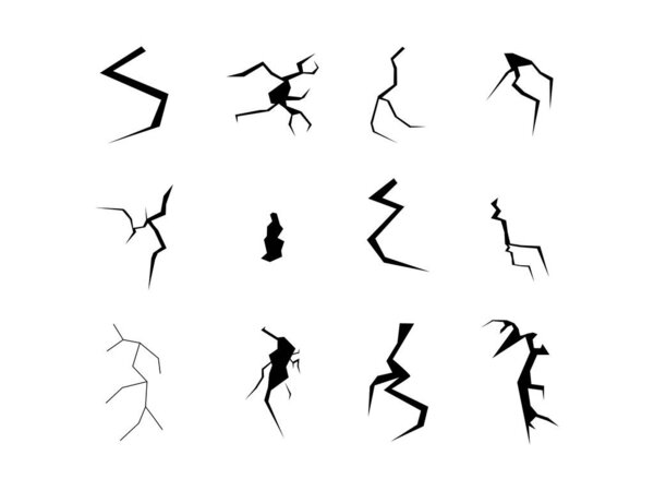 Crack silhouette vector illustration on transparent background