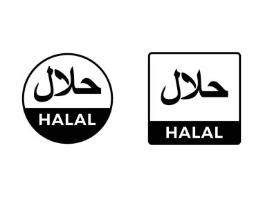 Şeffaf arkaplanda helal gıda sertifikalı etiket tasarımı vektör çizimi