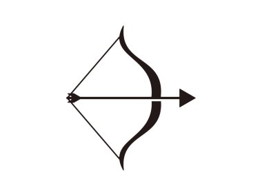 Şeffaf arkaplanda siluet yay ve ok sembolü tasarım vektörü çizimi