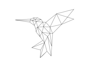 Şeffaf arkaplanda izole edilmiş sinekkuşu geometrik sembol tasarım vektörü