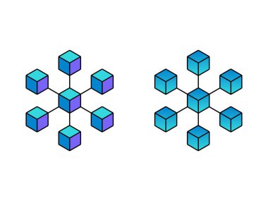 Şifreli para birimi blok zinciri simge simgesi tasarım vektörü izole edilmiş şeffaf arkaplan