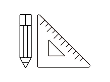 Çizim araçları kalem ve cetvel simgesi simgesi tasarım vektörü izole edilmiş şeffaf arkaplan