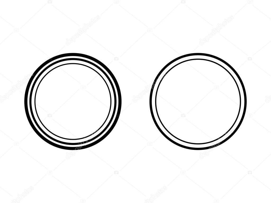 Double circle frame design border outline vector isolated transparent background