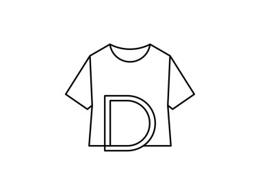 Monogram D t-shirt giysi simgesi sembol tasarım vektörü izole edilmiş şeffaf arkaplan