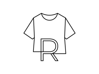 monogram R t-shirt giysi simgesi sembol tasarım vektörü izole edilmiş şeffaf arkaplan