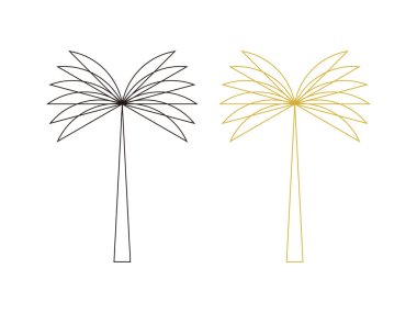 Palmiye ağacı ince çizgi sembolü simge tasarımı vektörü izole edilmiş şeffaf arkaplan