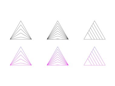 Soyut geometrik üçgen sembol tasarım vektörü seti şeffaf arkaplan izole