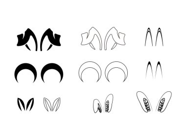 El çizimi Paskalya tavşanı kulakları sembol tasarım vektörü izole edilmiş şeffaf arkaplan