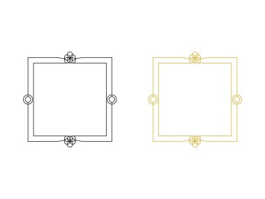 Klasik dekoratif çerçeve kare şekilleri sembol tasarım vektörü izole edilmiş şeffaf arkaplan