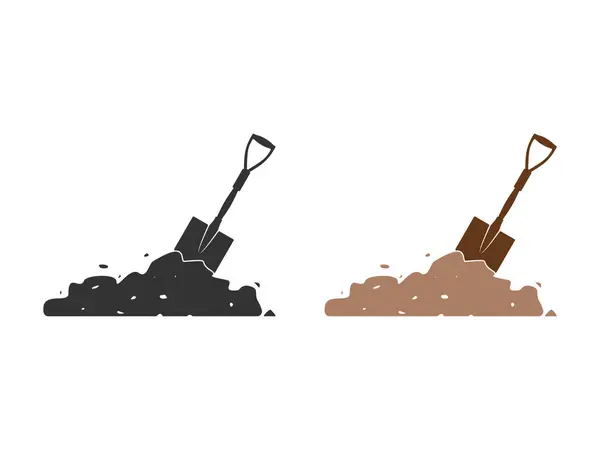 Kürek ve toprak simgesi tasarım vektörü şeffaf arkaplanda izole edildi