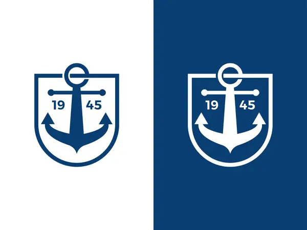 amblem kalkan çapa logosu, deniz tasarımı ikon vektör çizimi