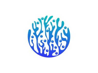 Mercan resifi yosun logosu vektör illüstrasyonu