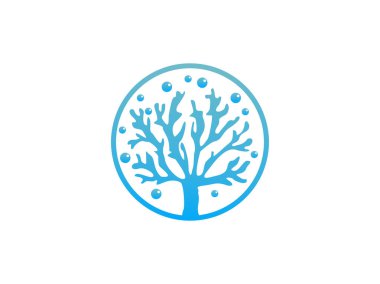 Kabarcık simgesi illüstrasyonlu mercan resifi logosu