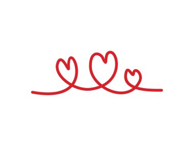 Beyaz arkaplanda izole edilmiş kalp tasarım sembolü, vektör aralıksız çizimi