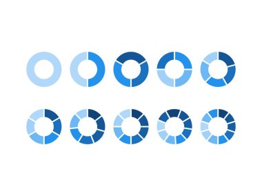 Bölünmüş çemberler. Sektörlerin farklı bir sayısı çemberi eşit parçalı vektöre böler