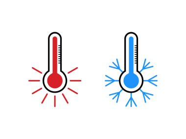 Sıcak ve soğuk sıcaklık sembolü tasarımı, vektör illüstrasyonu