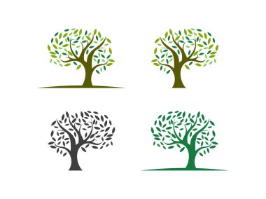 Vektör ağacı siluet logo şablonu seti