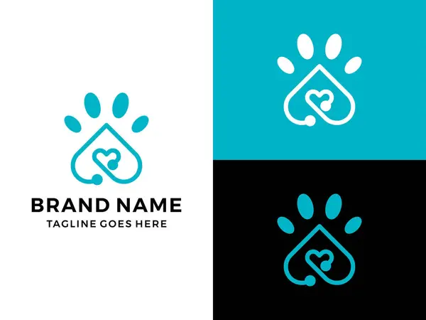 Tıbbi köpek piyonu kalp logo vektör şablonu