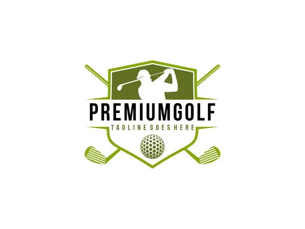 Erkek silueti olan kaliteli bir golf logosu. Golf amblemi logosu