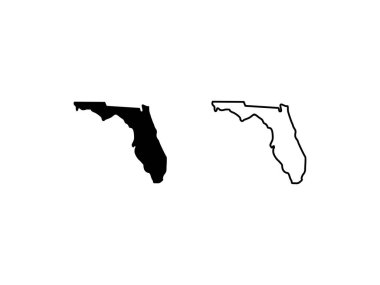 Florida siluetleri şeffaf arkaplanda izole edilmiş vektör haritaları