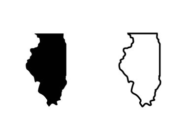 Illinoise siluetleri şeffaf arkaplanda izole edilmiş vektörleri haritalar