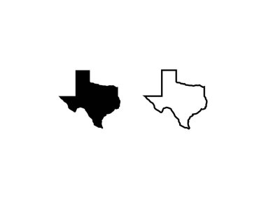 Texas siluetleri, şeffaf arkaplanda izole edilmiş vektörleri haritalar