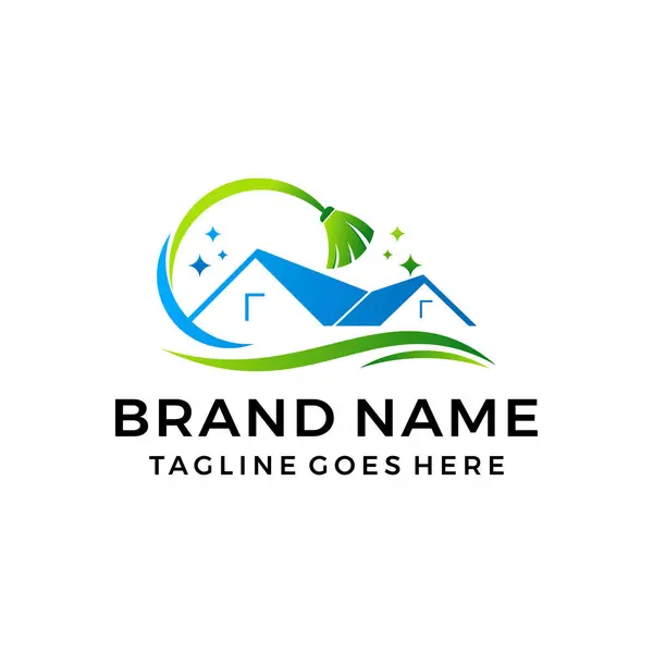 Ev logosu temizleniyor, parlak ev simgesi tasarım vektörü şablonu